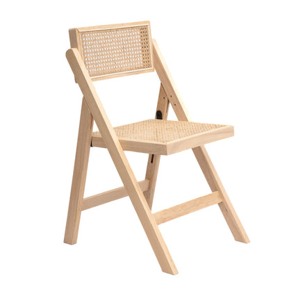 VERDURA Folding Chair Wooden with Natural Rattan 46x52x80 cm