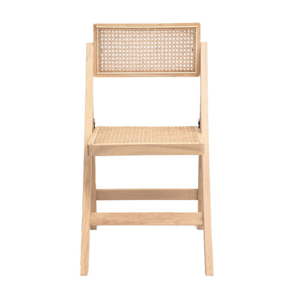 VERDURA Folding Chair Wooden with Natural Rattan 46x52x80 cm