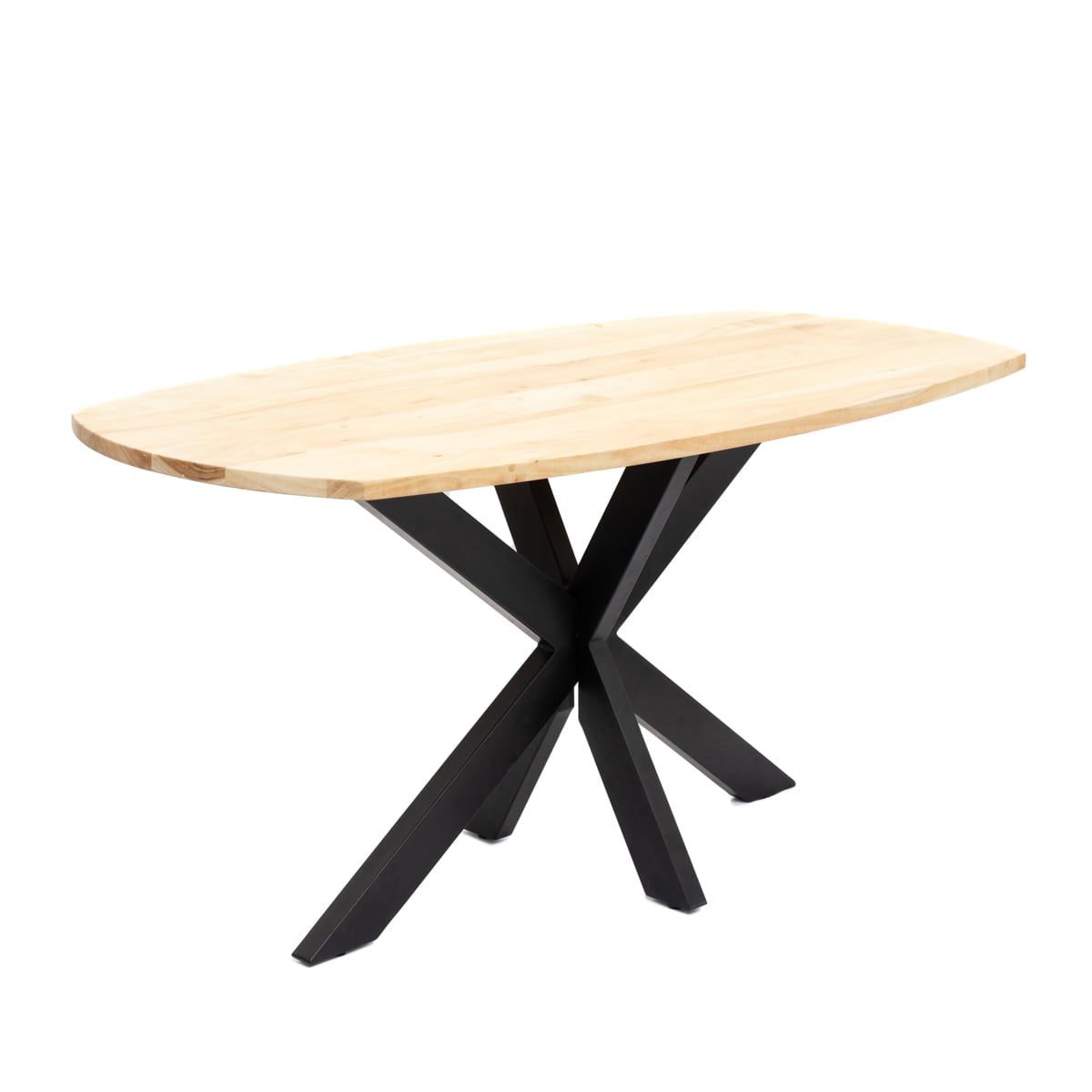 GLIMA Solid Acacia Wood Dining Table with Metal Legs 160x80x76 cm