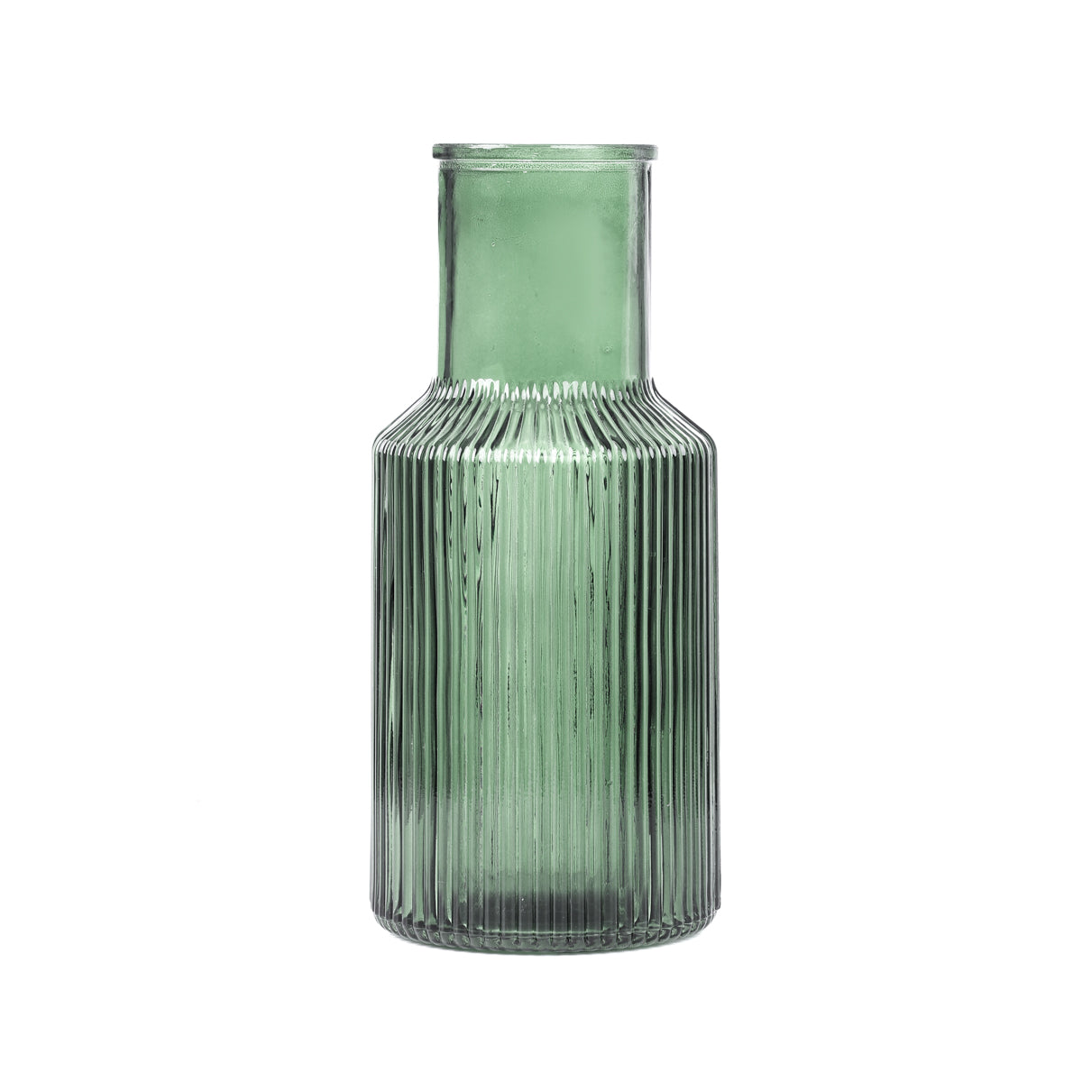 TOLLE Striped Green Glass Vase 10x22 cm
