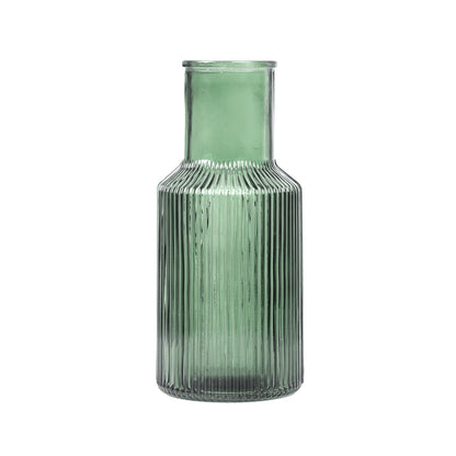 TOLLE Striped Green Glass Vase 10x22 cm