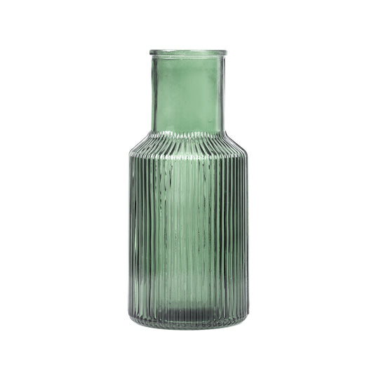 TOLLE Striped Green Glass Vase 10x22 cm
