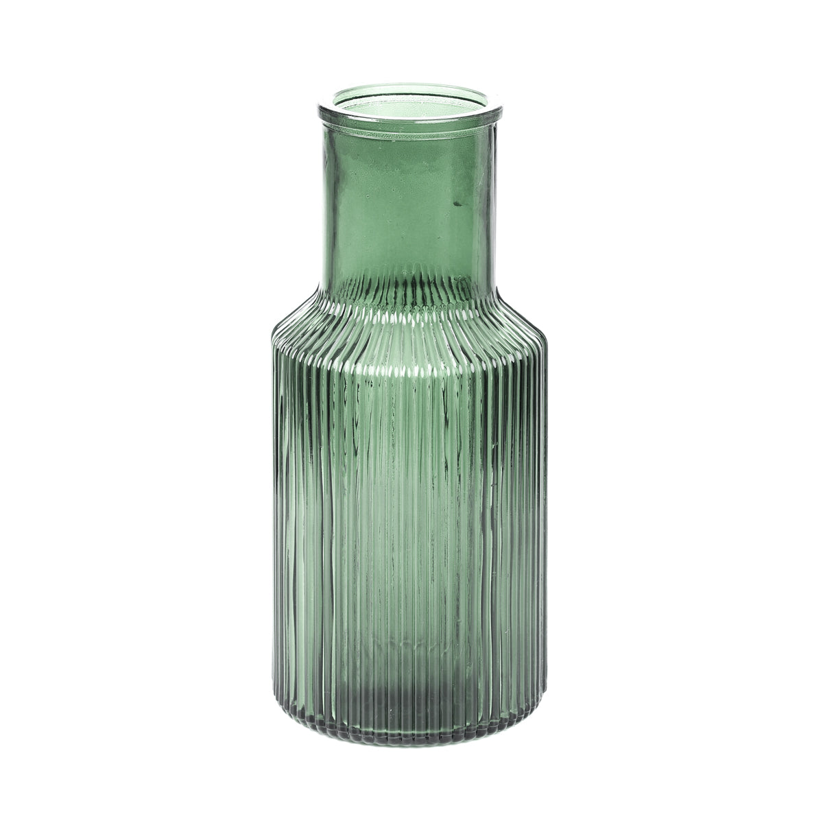 TOLLE Striped Green Glass Vase 10x22 cm