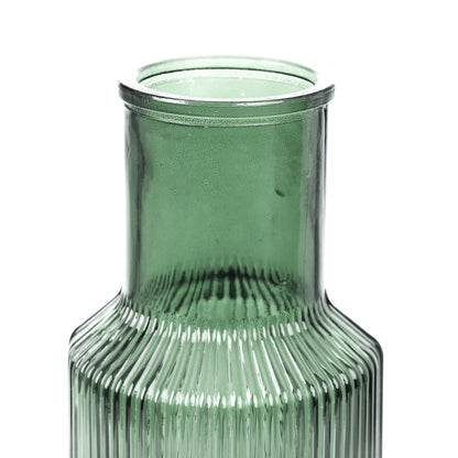 TOLLE Striped Green Glass Vase 10x22 cm