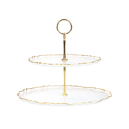 LISALA Two-Tier Transparent Glass Serving Platter 29x29x35cm