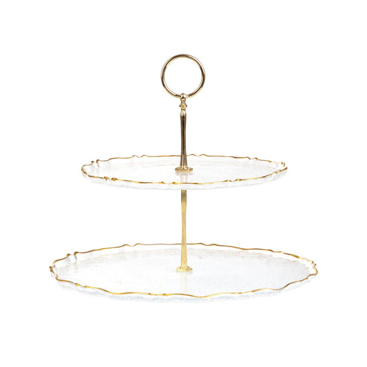 LISALA Two-Tier Transparent Glass Serving Platter 29x29x35cm