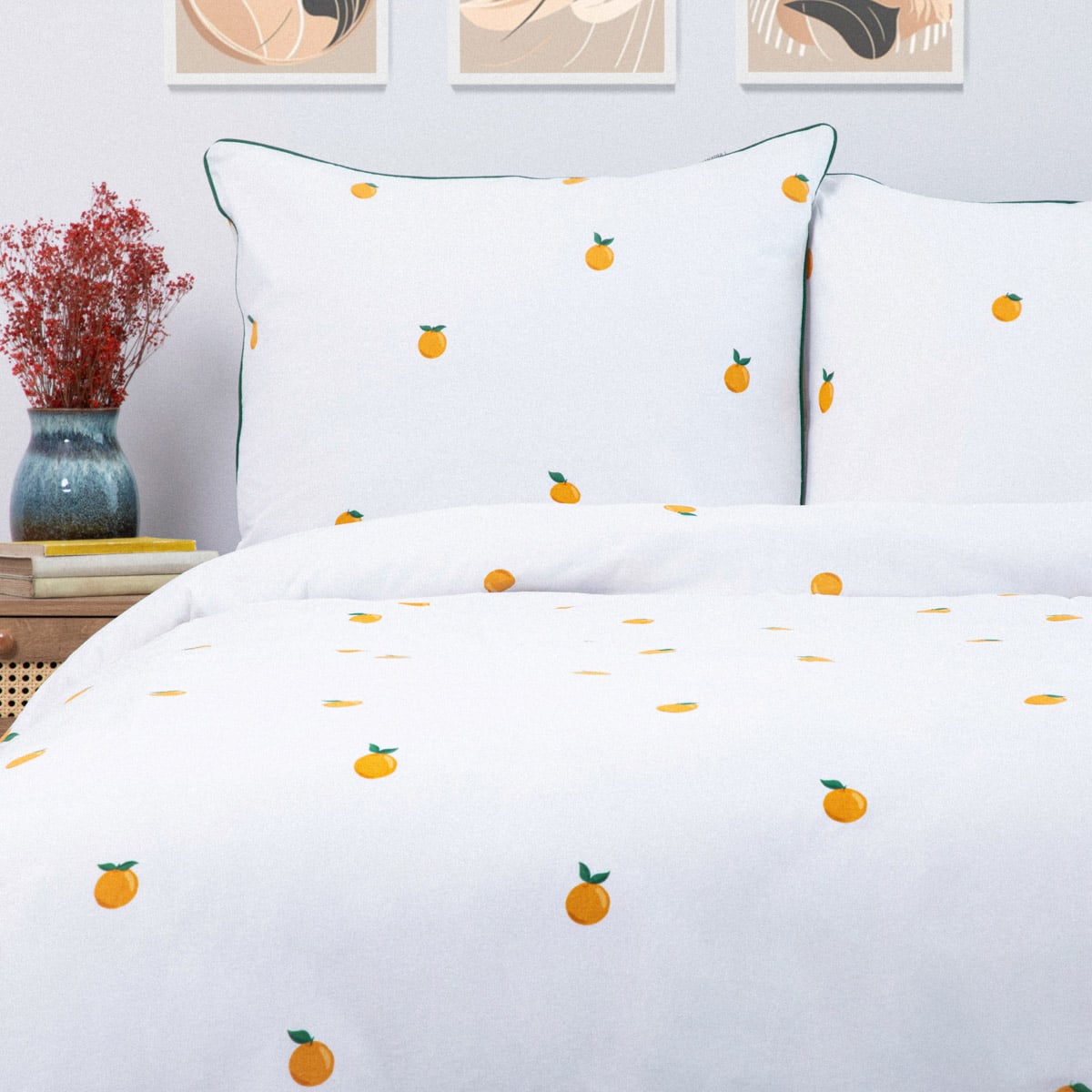 ORANGIE Cotton Bedding Set in Orange - 140x200 cm + 50x60 cm