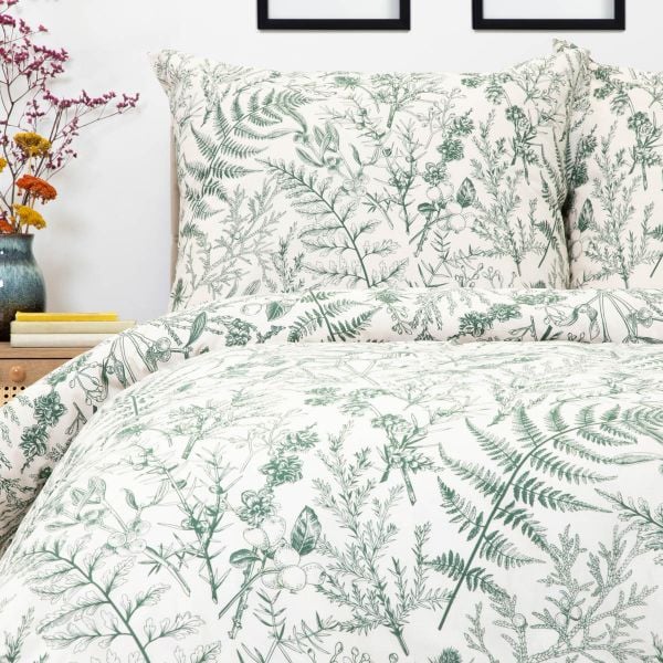 LILIANE ESSENTIALS Leaf Microfibre Bedding Set 220x200 + 2 Pillowcases