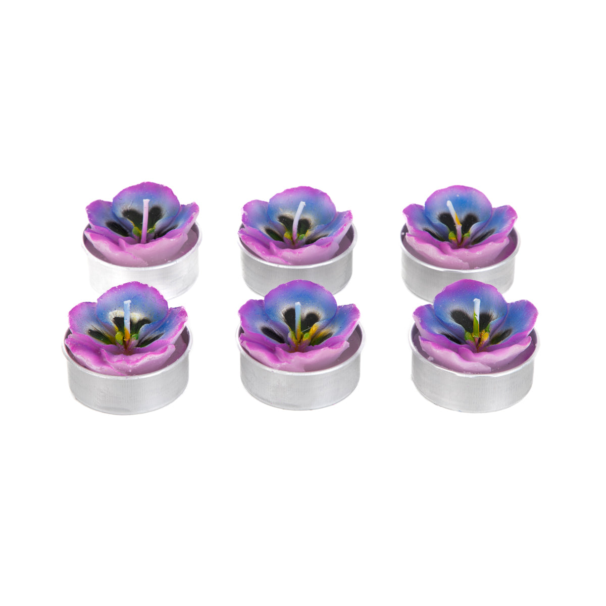 Floral Aura Candle Set - 6 Violet Tealight Candles