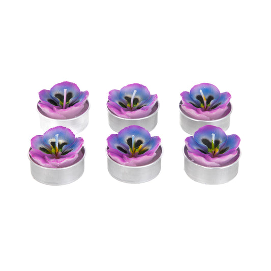 Floral Aura Candle Set - 6 Violet Tealight Candles