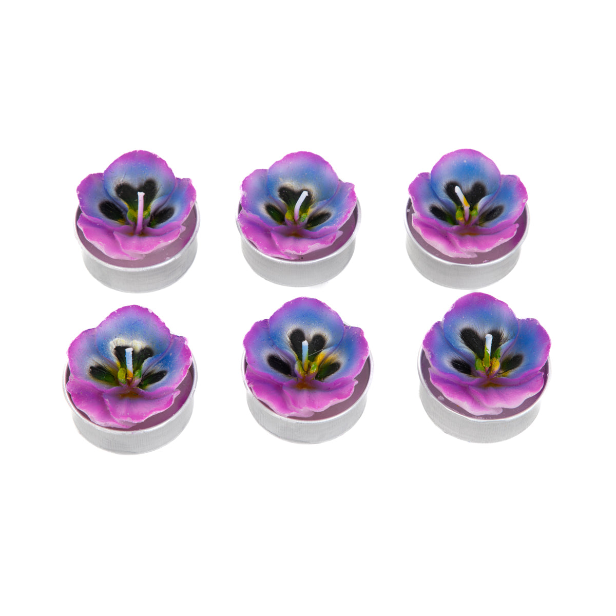 Floral Aura Candle Set - 6 Violet Tealight Candles