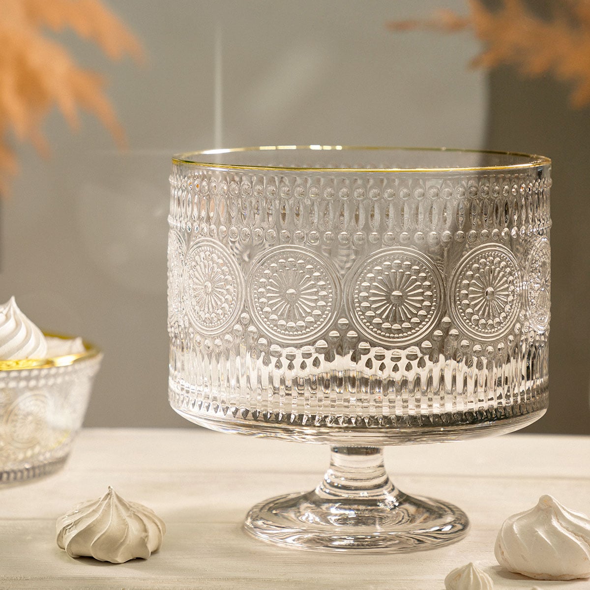 Barrel Patterned Glass Serving Platter 22x22 cm