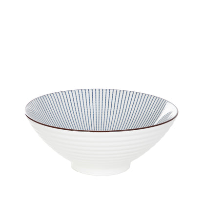 Salado Striped Ceramic Bowl with Brown Rim 21 cm