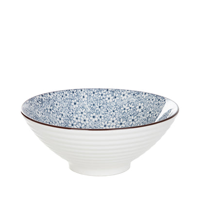 Salado Floral Ceramic Bowl with Brown Rim - 21 cm