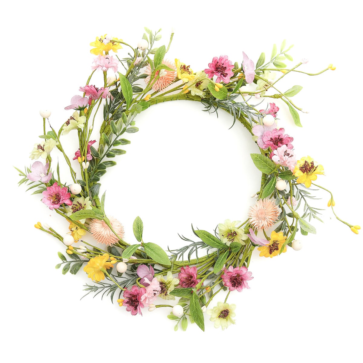 FLOS Artificial Flower Wreath with Colourful Flowers 34x34x5cm