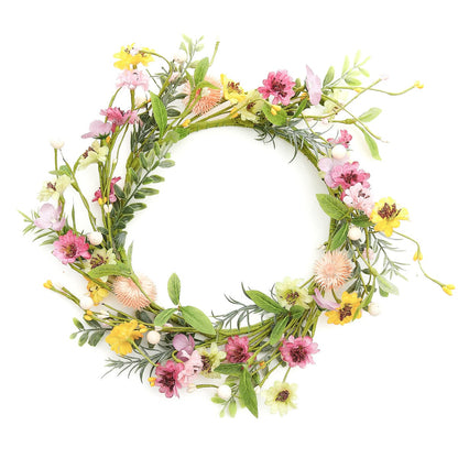 FLOS Artificial Flower Wreath with Colourful Flowers 34x34x5cm