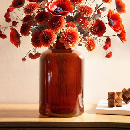 TENNO Brown Glass Vase 14.5x14.5x25.5 cm