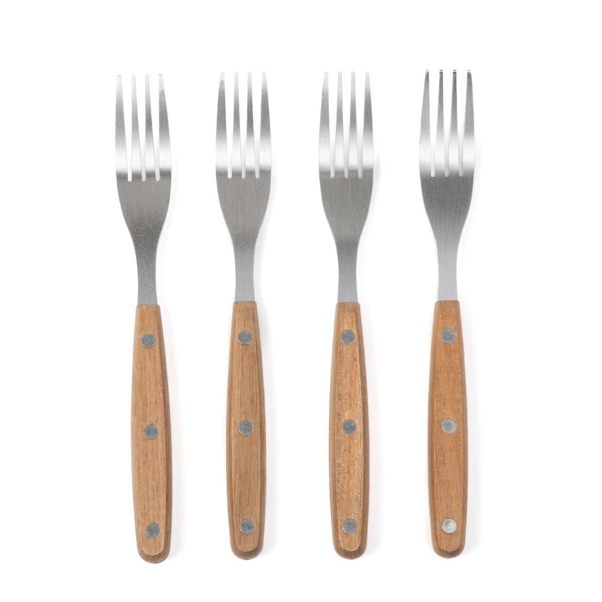Set of 4 Easy Grill Steak Forks with Wood Handles