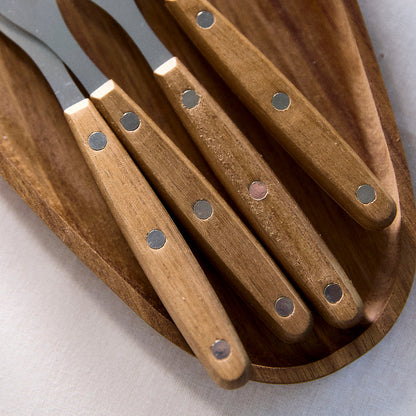 Set of 4 Easy Grill Steak Forks with Wood Handles