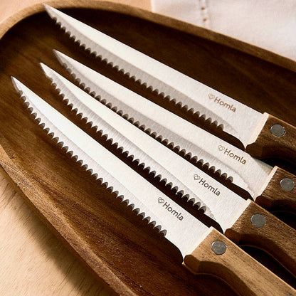 Set of 4 EASY GRILL Steak Knives with Serrated Blades