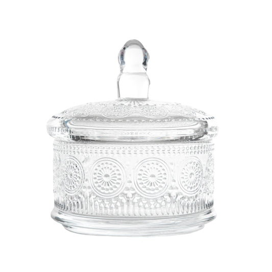 BARREL Glass Container with Lid 14x14x11cm