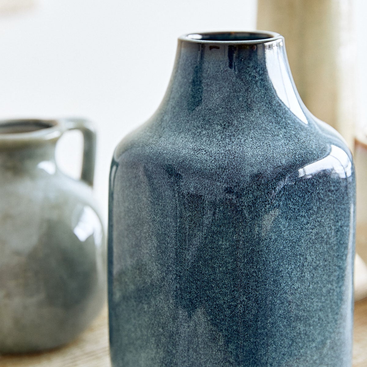 RUFUS Ceramic Blue Vase - Decorative Home & Office Decor