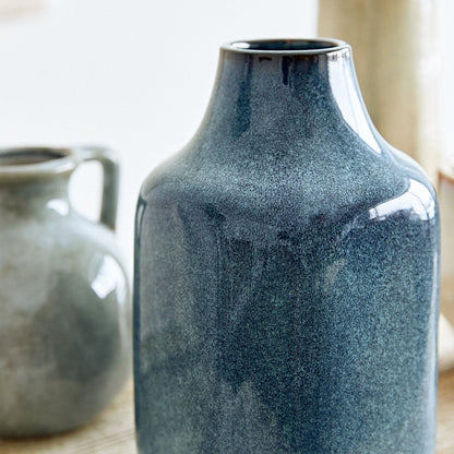 RUFUS Ceramic Blue Vase - Decorative Home & Office Decor