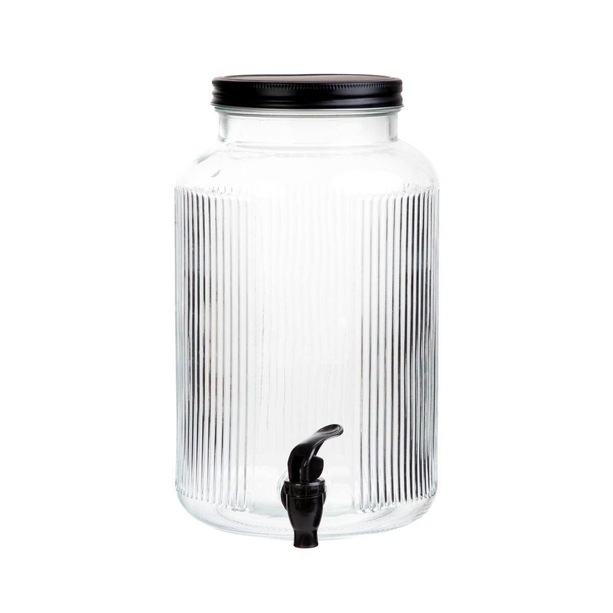 VELMO Striped Tap Jar with Black Lid - 6 Liter Beverage Dispenser