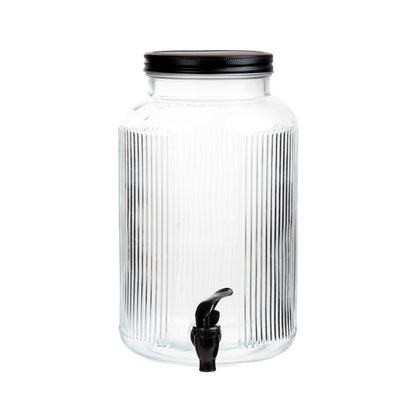 VELMO Striped Tap Jar with Black Lid - 6 Liter Beverage Dispenser