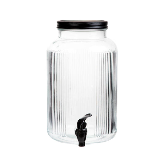 VELMO Striped Tap Jar with Black Lid - 6 Liter Beverage Dispenser