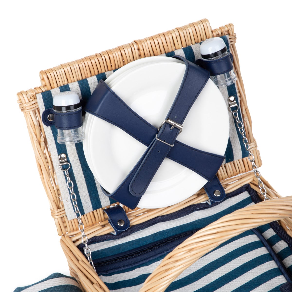 TRIVELLE Picnic Basket for 4 with Mat and Double Flap