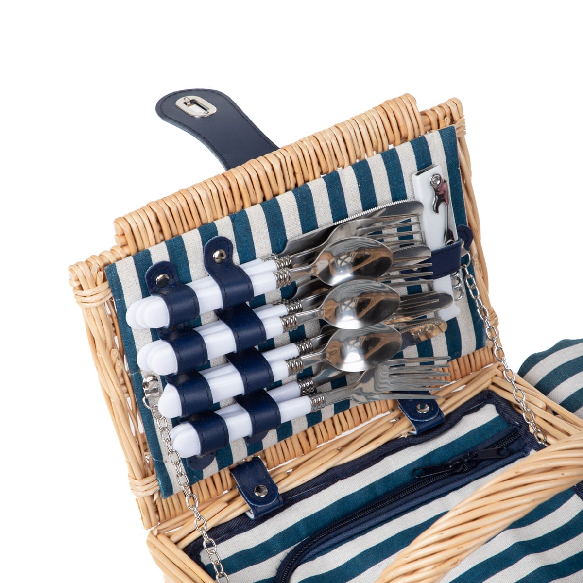 TRIVELLE Picnic Basket for 4 with Mat and Double Flap