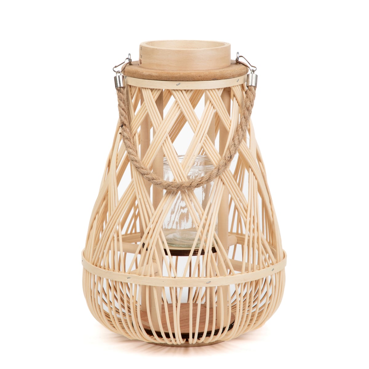 Radiant Braided Natural Wood Garden Lantern 37 cm