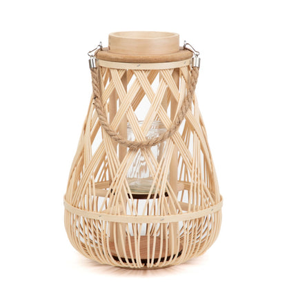 Radiant Braided Natural Wood Garden Lantern 37 cm