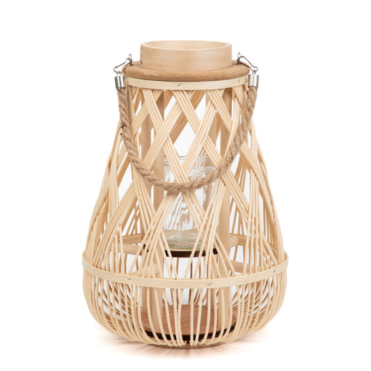 Radiant Braided Natural Wood Garden Lantern 37 cm