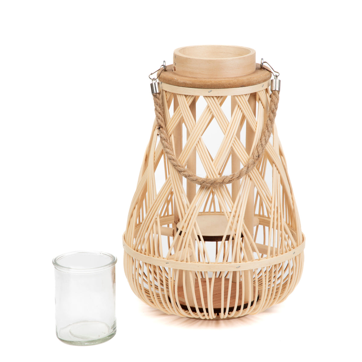 Radiant Braided Natural Wood Garden Lantern 37 cm