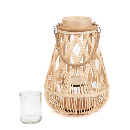 Radiant Braided Natural Wood Garden Lantern 37 cm