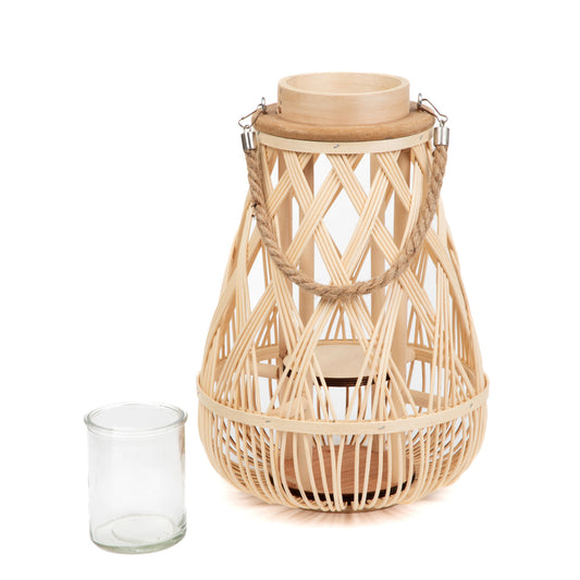 Radiant Braided Natural Wood Garden Lantern 37 cm