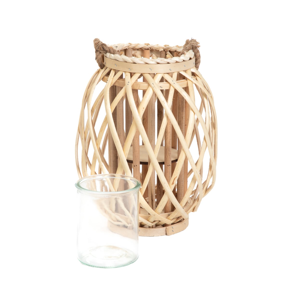 LAGGE Braided Natural Garden Lantern 30 cm