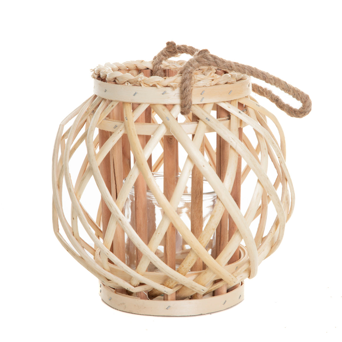 LAGGE Braided Natural Low Garden Lantern 22 cm