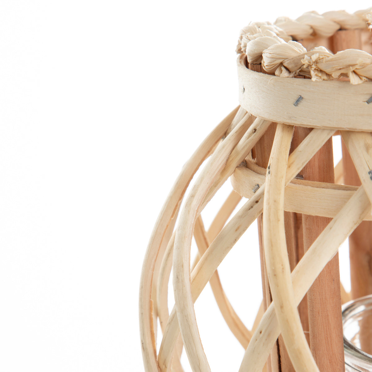 LAGGE Braided Natural Low Garden Lantern 22 cm