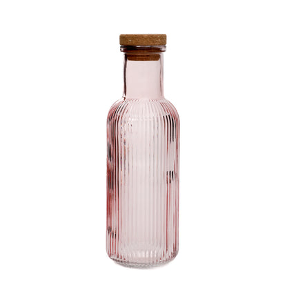 NATIA Fluted Pink Glass Carafe with Stopper - 1 Liter