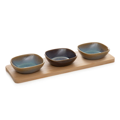 Rambla Ceramic Bowl Set with Rectangular Base 29x3.5 cm