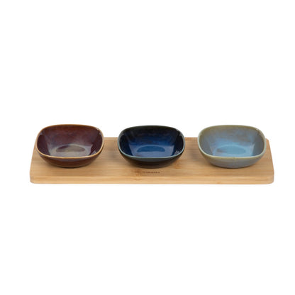 Rambla Ceramic Bowl Set with Rectangular Base 29x3.5 cm