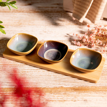 Rambla Ceramic Bowl Set with Rectangular Base 29x3.5 cm