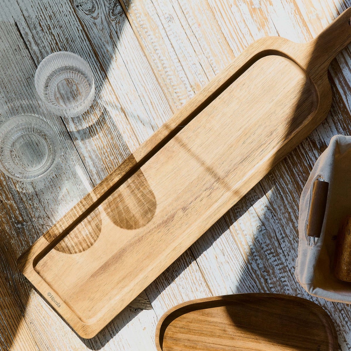 MOOKA Natural Wood Serving Tray 59x14.5 cm