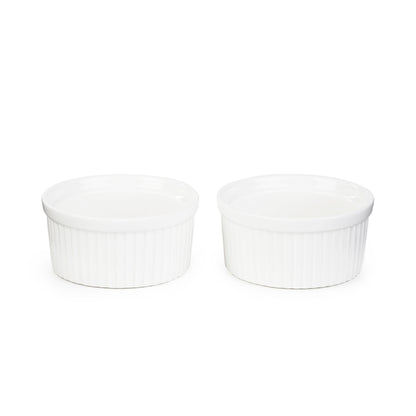 TINEO White Ceramic Casserole Dish Set of 2 - 9 cm