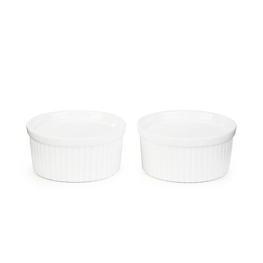 TINEO White Ceramic Casserole Dish Set of 2 - 9 cm