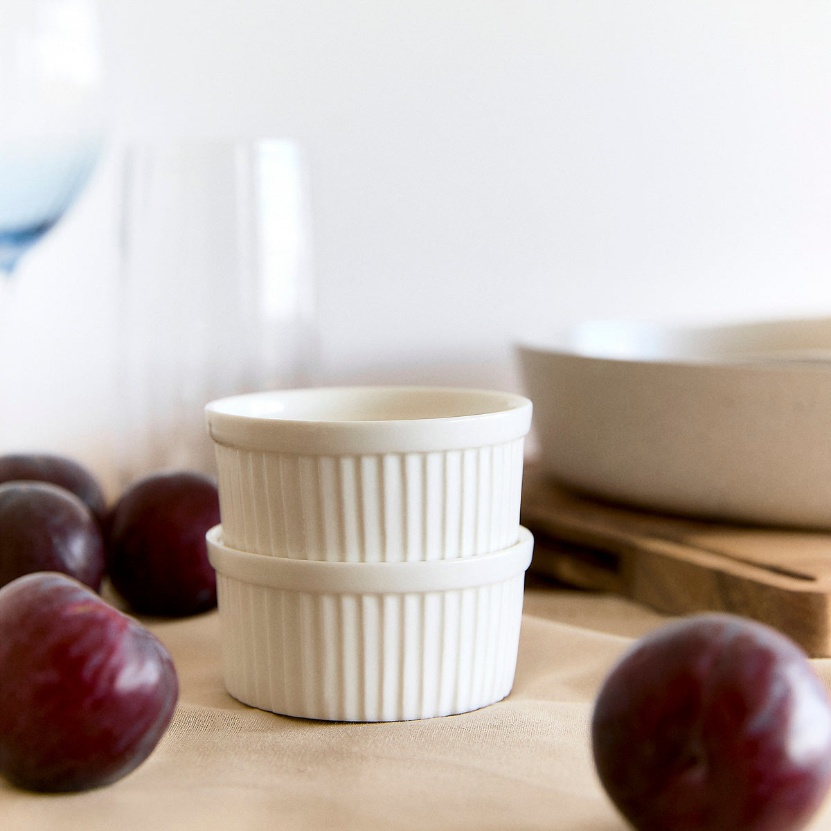 TINEO White Ceramic Casserole Dish Set of 2 - 9 cm