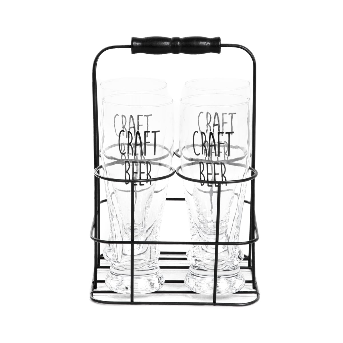 RAYA Beer Set with Metal Stand - 4 Glass Mugs 0.4L